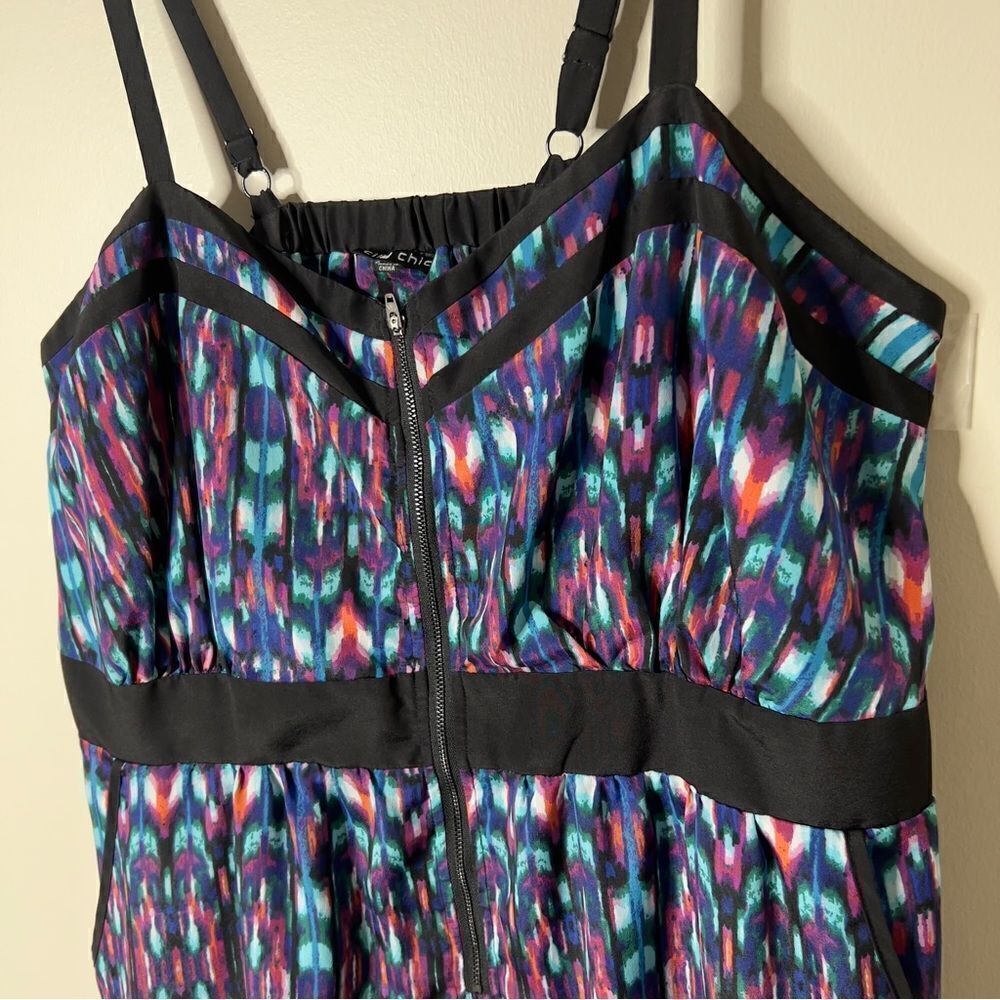 City Chic Sleeveless Multicolor 1/2 Front Zip Dress Size XXL - Picture 4 of 10